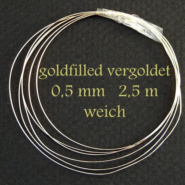 Goldfilled Draht 0,5 mm weich 2,50 m, Schmuckdraht, vergoldet