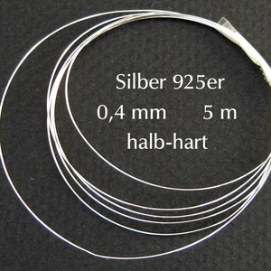 Silver wire 925 0.4 mm 5 m semi-hard round