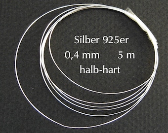 Silberdraht 925 0,4 mm 5 m halbhart rund