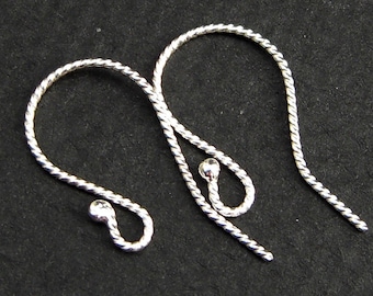 Twisted Earwire 925 Silver 1 Pair