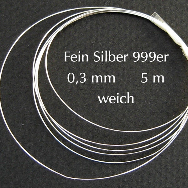 Feinsilber Draht, 999 silber weich 0,3 mm weich, 5 m