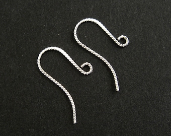 Kleine 925 Silber Ohrhaken gedreht, twisted Sterling silver