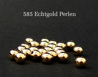 1 real gold balls 585 yellow gold beads heavily pierced 2 hole balls for bracelets 14K solid gold various sizes