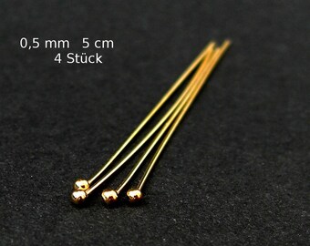 4 broches boule gold filled 0,5 mm 5 cm