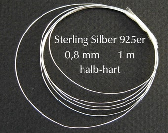 Silberdraht 925er 0,8 mm 1 m rund