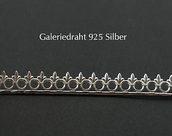 Gallery wire 925 silver, fleur de lis + circle, 10 cm