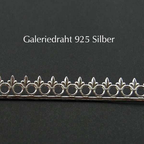 Galeriedraht 925 Silber, Fleur de lis + Kreis, 10 cm