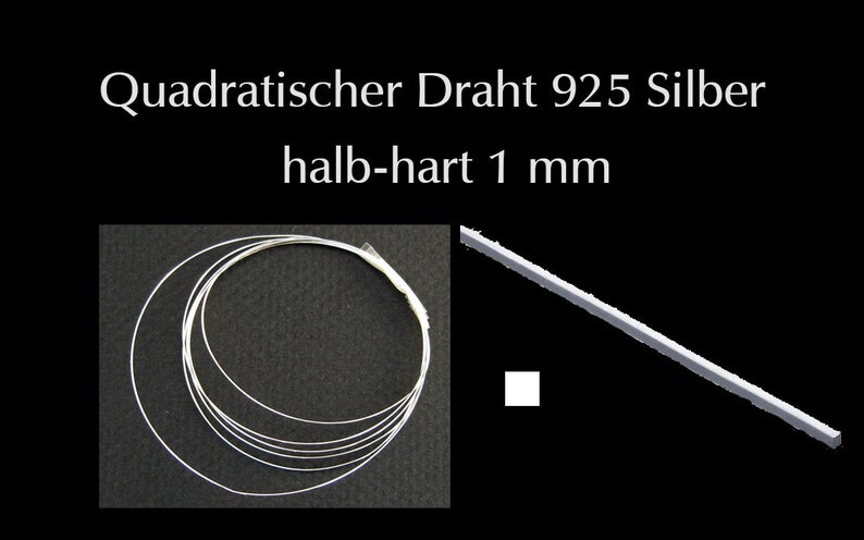 Quadratischer 925 Silber Draht 1x1 mm halb-hart 10 cm Bild 1