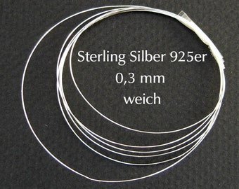 Silberdraht 925 0,3 mm weich rund