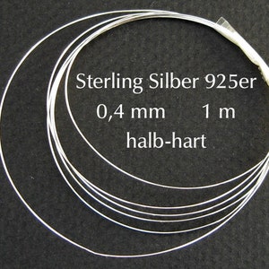 Sterling silver wire 26 gauge half-hard 1 m