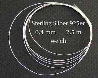 Silberdraht  925/000       2 mm  25  cm           D 