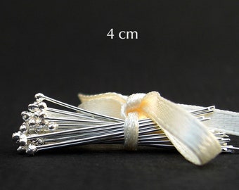 50 stylos sphériques 4 cm, 925 argent, 0,5 mm, rivets