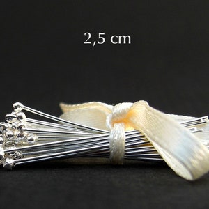 50 ball pins 1 inch 26 gauge sterling silver