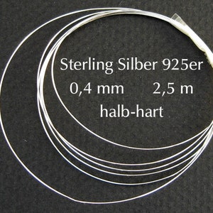 Sterling silver wire half-hard 26 gauge 2.5 m image 1