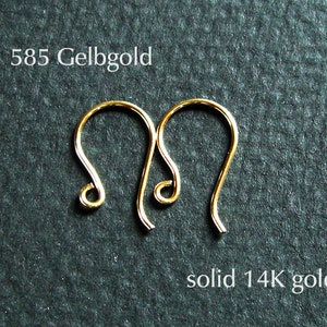 585 Gold kleine Ohrhaken schlicht, 14 K yellow gold earhooks Bild 1