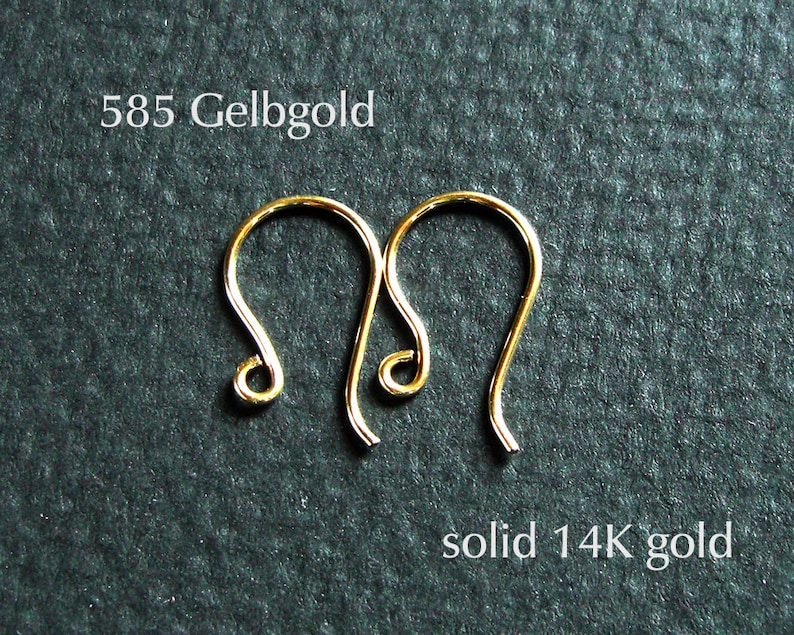 585 Gold kleine Ohrhaken schlicht, 14 K yellow gold earhooks Bild 1