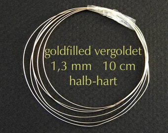 Fil goldfilled 1.3mm semi-dur 10cm fil plaqué or fabrication bijoux