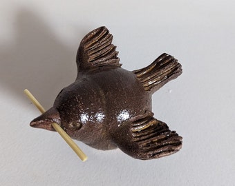 Ulmer Sparrow, ceramic, hand-shaped, clay sparrow
