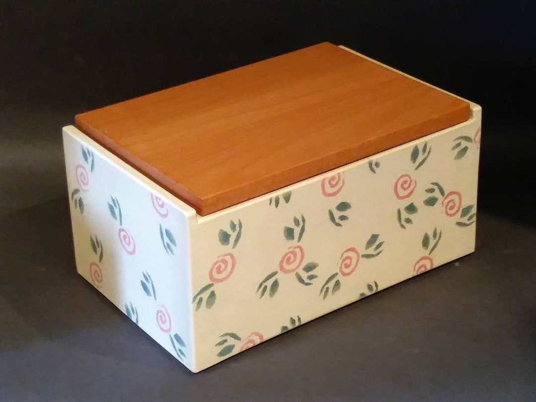 Large Ceramic Bread Box With Red Roses, Bread Pot, Bread Storage, Bread