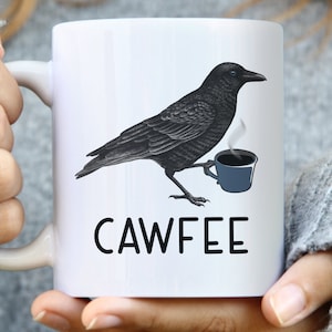 Cawfee Crow Coffee Mug | Crow Ceramic Mug | Crow Watcher Mug | Birthday Gift | Office Mugs | Gifts For Him | Birdwatching gift Crow Lovers