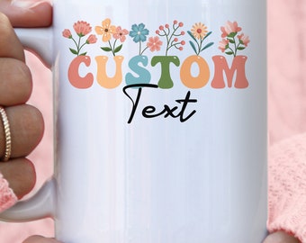 Taza personalizada / Taza con nombre personalizado / Regalo personalizado / Taza de café personalizada / Taza inicial / Taza con nombre / Taza floral