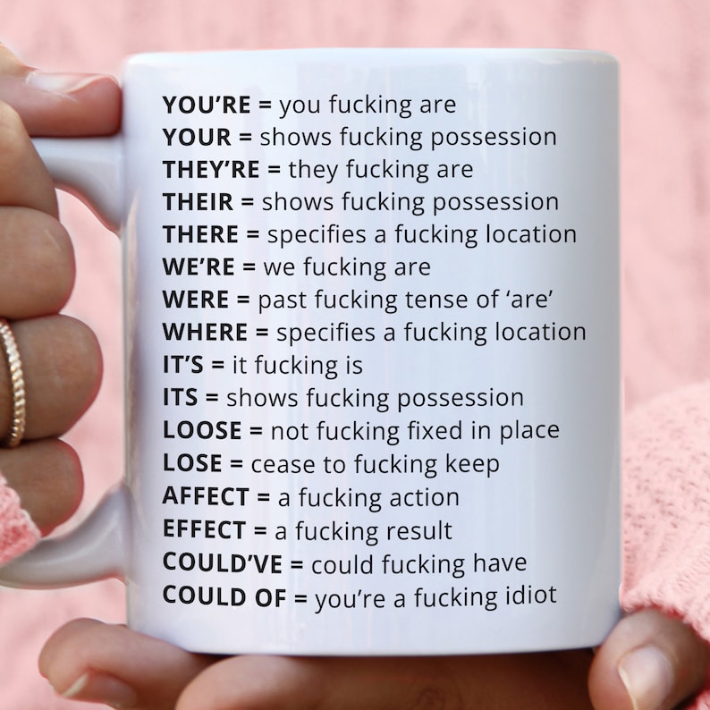 Angry Grammar Mug, Grammar Gift, Teacher Coffee Mug, Ceramic Coffee Mug