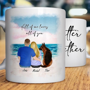 Personalized Couple Dog Mug,Gift For Mom,Dog Gifts,Girlfriend Gift,Family Gift,Gift For Dad,Custom Couple Portrait With Pet,Pet Portrait Mug