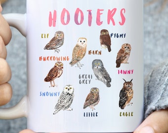 Hooters Owl Mug | Bird Watching | Owls Ceramic Bird Mug | Owl Watcher Mug | Birthday Gift | Office Mugs | Gifts For Him | Birdwatching gift