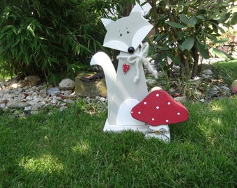 Cute fox in light grey