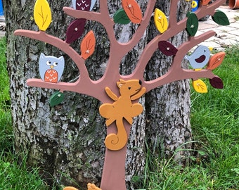 Illuminated autumn scene with squirrel
