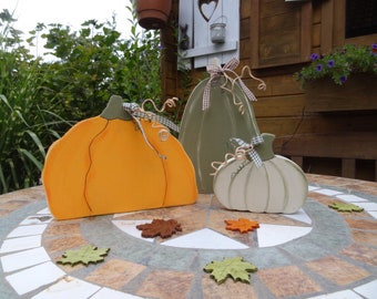 Autumn pumpkins in harmonious colors, 3 pcs