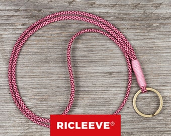 RICLEEVE® Schlüsselband lang Weinrot Rosa Gemustert mit individueller Farbauswahl Schlüsselanhänger Geschenk für Damen und Herren Maritim