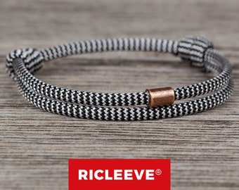 RICLEEVE® Surferarmband Schwarz Weiss Gemustert für Herren Damen Freundschaftsband Paar Armband für Männer Frauen Maritim