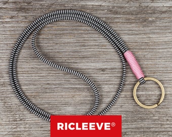 RICLEEVE® Schlüsselband lang Schwarz Weiss Gemustert mit individueller Farbauswahl Schlüsselanhänger Geschenk für Damen und Herren Maritim