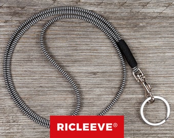 RICLEEVE® Schlüsselband Schwarz Weiss Gemustert mit Karabiner und individueller Farbauswahl Schlüsselanhänger Geschenk für Damen und Herren