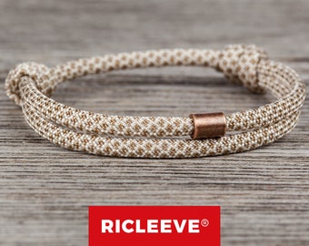 RICLEEVE® Surferarmband Beige Weiss für Herren Damen Freundschaftsband Paar Armband für Männer Frauen