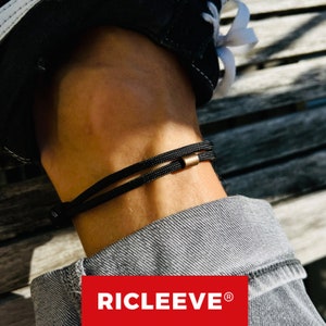 RICLEEVE® Boho dezentes Fußband schwarz verstellbar für Damen und Herren Surfer Schmuck Fußkettchen Paar Schmuck Geschenk für SIE & IHN Bild 1