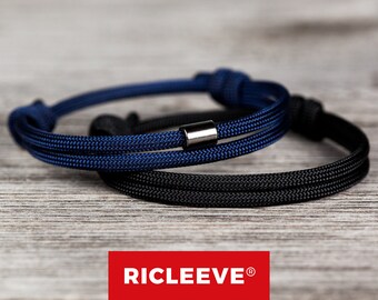 RICLEEVE® Surferarmband Set Blau  / Schwarz für Herren Damen Freundschaftsband Paar Armband für Männer Frauen