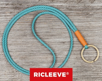 RICLEEVE® Schlüsselband lang Türkis Gemustert mit individueller Farbauswahl Schlüsselanhänger Geschenk für Damen und Herren Maritim