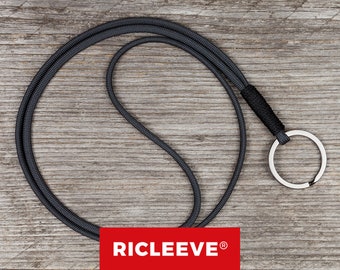 RICLEEVE® Schlüsselband lang Dunkelgrau mit individueller Farbauswahl Schlüsselanhänger Geschenk