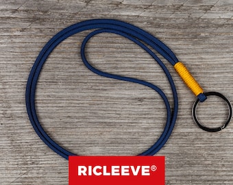 RICLEEVE® Schlüsselband lang Blau mit individueller Farbauswahl Schlüsselanhänger Geschenk für Damen und Herren Maritim