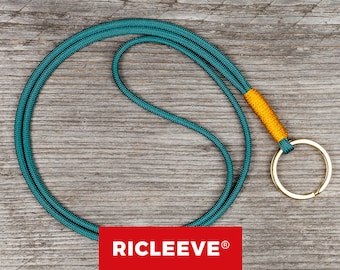 RICLEEVE® Schlüsselband lang Petrol mit individueller Farbauswahl Schlüsselanhänger Geschenk für Damen und Herren Maritim