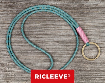 RICLEEVE® Schlüsselband lang zum umhängen Türkis Beige Gemustert mit individueller Farbauswahl Schlüsselanhänger