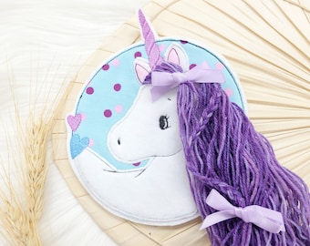 Patch XL unicorn purple, pink blue horse button school enrollment school cone patch sewing application kindergarten girls enrollment