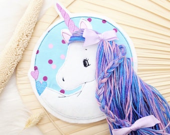 Aufnäher XL Einhorn lila , rosa  blau Pferd Button  Einschulung Schultüte Patch  Nähen Applikation  Kindergarten Mädchen  Einschulung