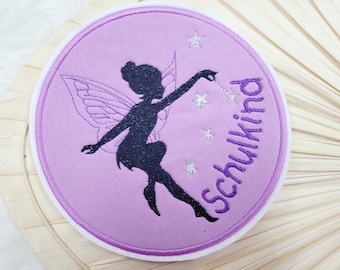 Iron-on large button school child fairy lilac, stars birthday school cone birthday application kindergarten girl Easter school enrollment