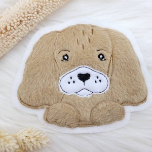 Patch dog light brown bow or without cream cuddly patch application kindergarten girls Easter school enrollment cuddly