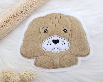 Patch dog light brown bow or without cream cuddly patch application kindergarten girls Easter school enrollment cuddly