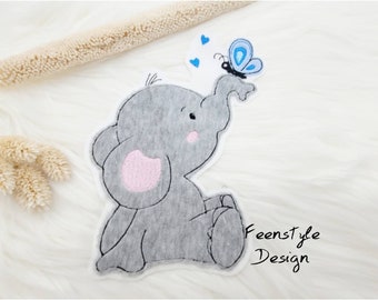 XL Elephant Patch Sew-on Applique Kindergarten Girl Boy School Enrollment School Cone Zoo Butterfly Birthday