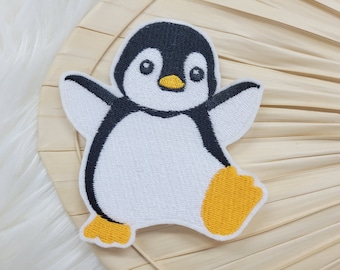 Large penguin iron-on, patch on request sewing application kindergarten girls school wash ice cream birthday school cone